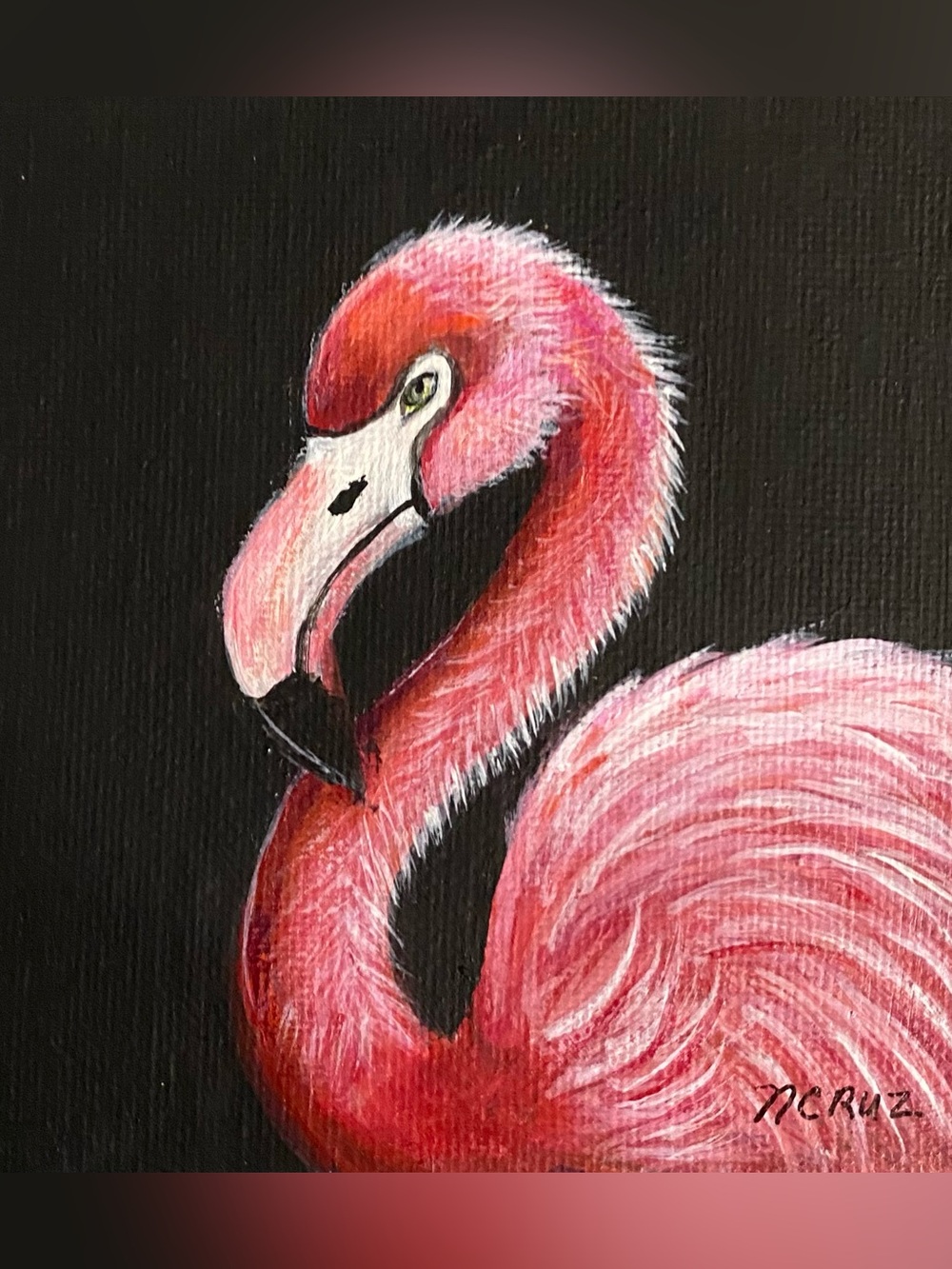 Hand Crafted Art Print “Pink Flamingo”